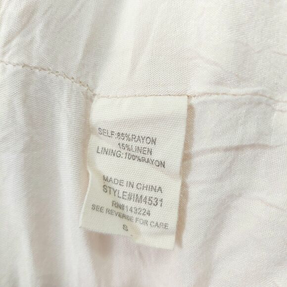 ILLA ILLA Wide Leg Back Bow Pants Womens Small Beige Front Button Pleated Boho - Picture 12 of 12